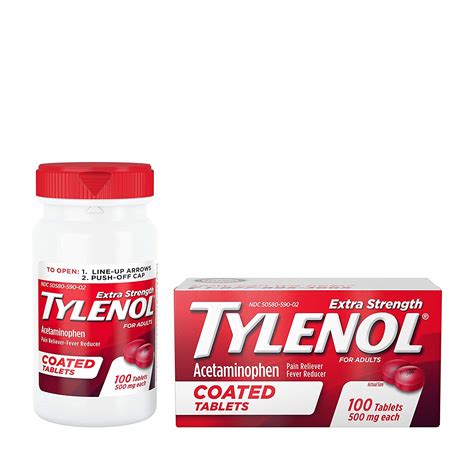 Pack Tylenol Extra Strength Mg Pain Fever Reducer Tablets Each