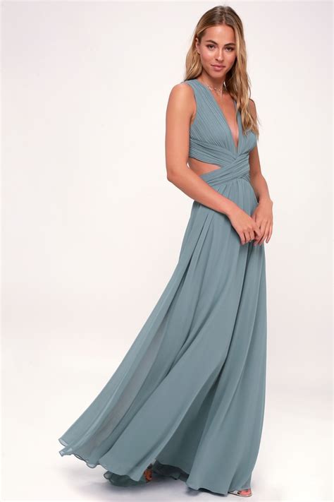 Lovely Slate Blue Dress Cutout Maxi Dress Blue Maxi Dress Lulus