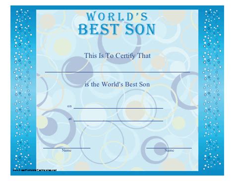 A Printable Certificate For A Mother Or Father To Present To The World