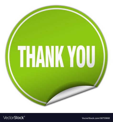 Thank You Round Green Sticker Isolated On White Vector Image