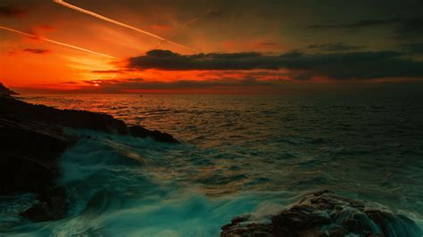 Full Hd Wallpaper Surf Rock Ocean Sunset Amazing Desktop