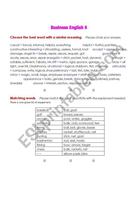 Business English 6 Esl Worksheet By Noel L