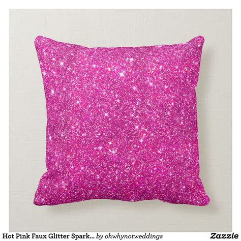 Hot Pink Faux Glitter Sparkle Pattern Throw Pillow