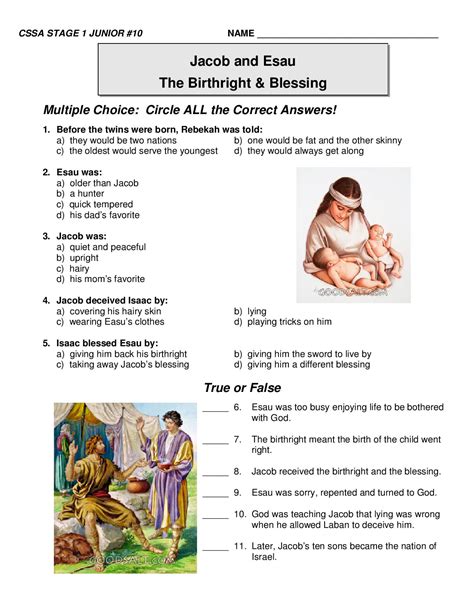 Cssa Stage 1 Jacob And Esau Junior Lesson 10 Magnify Him Together