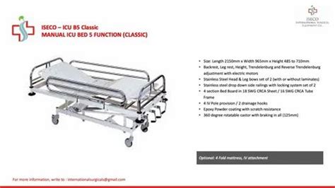 Iseco Icu B5 Classic Manual Icu Bed 5 Function Classic At Best Price
