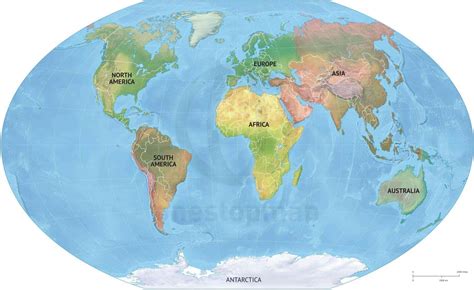 Vector Map World Relief Continents Political One Stop Map