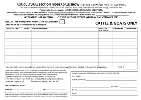 2023 Nidderdale Show Entry Formspdf Docdroid