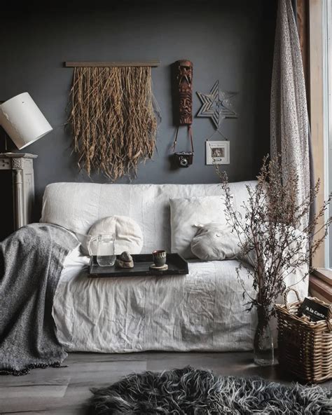 Diy Rustic Boho With Dark Gray Walls By Stormandclay Gray Bedroom