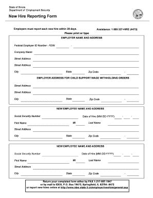 IL New Hire Reporting Form Your Payroll Department Fill Out And Sign
