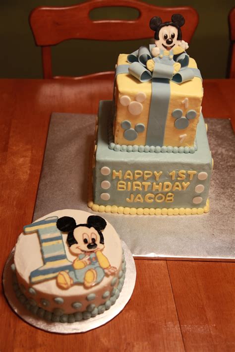 This adorable cake was specially created for a little boy's 1st birthday party. the cake box girls: Baby Mickey first birthday cake