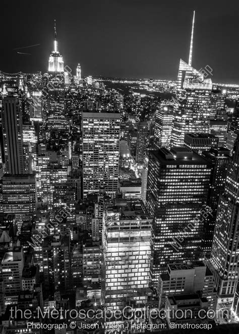 The Midtown New York City Skyline At Night Black And White Pictures