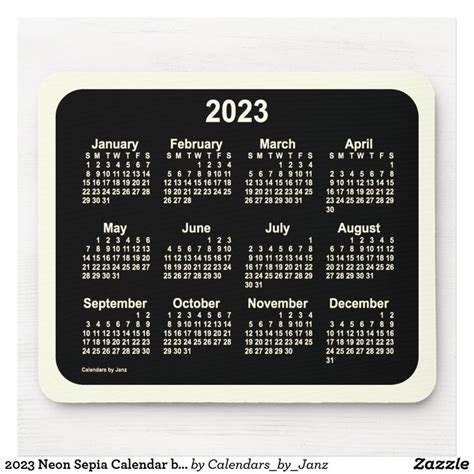 2023 Neon Sepia Calendar By Janz Two Tone Mouse Pad Zazzle Fun
