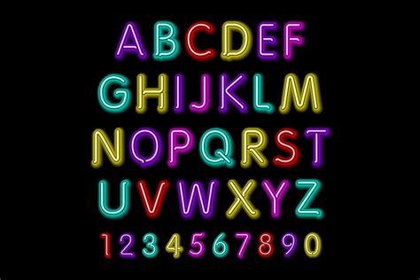 Neon Glow Alphabet Vector Design Custom Designed Graphics Creative