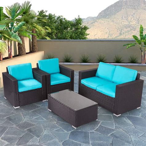 Kinbor New 4 Pcs Rattan Patio Outdoor Furniture Set Garden Lawn Sofa