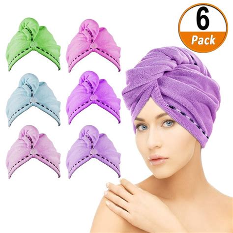 6 Pack Microfiber Hair Towel Wrap Aniann Super Absorbent Turban Twist
