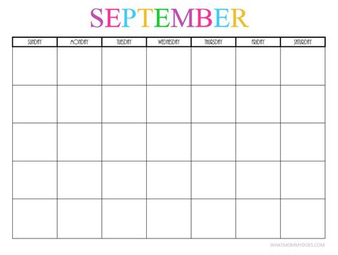 September Calendar Printables