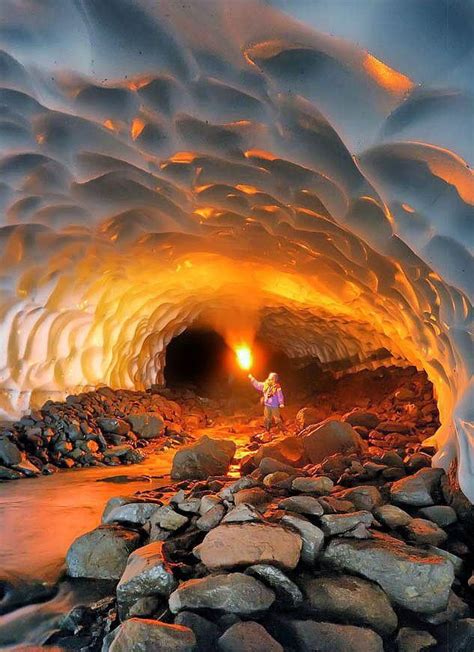 Ice Cave Near The Mutnovsky Volcano Russia Beautiful World Beautiful