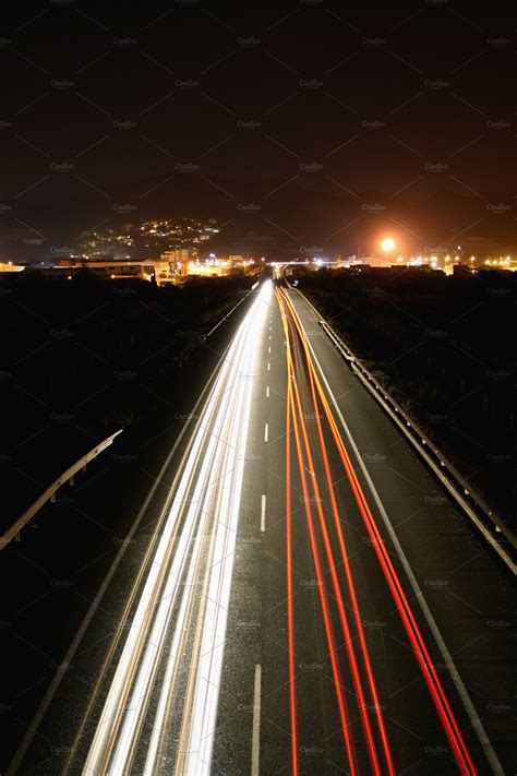 Long Exposure Of Traffic Stock Photo Containing Traffic And Highway