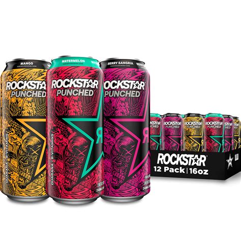 Buy Rockstar Energy Drink Punched 3 Flavor Variety Pack 16oz Cans 12