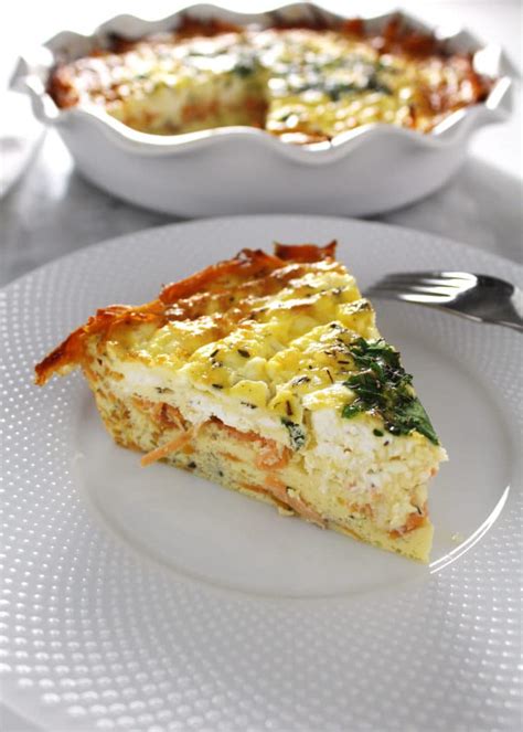 Goat Cheese And Herb Quiche With Sweet Potato Crust