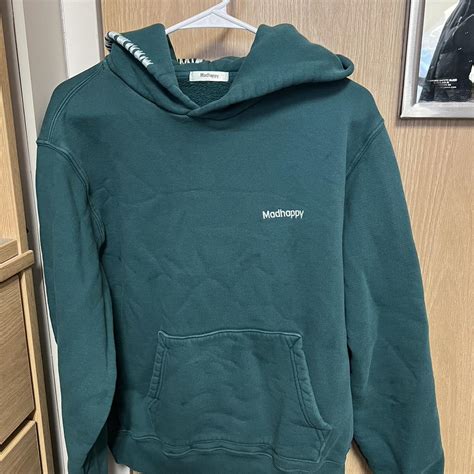 Madhappy Womens Green And White Hoodie Depop