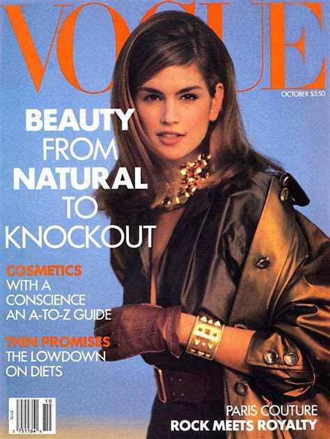 Fashion Magazine 1990s Vogue Usa Cover With Cindy Crawford October