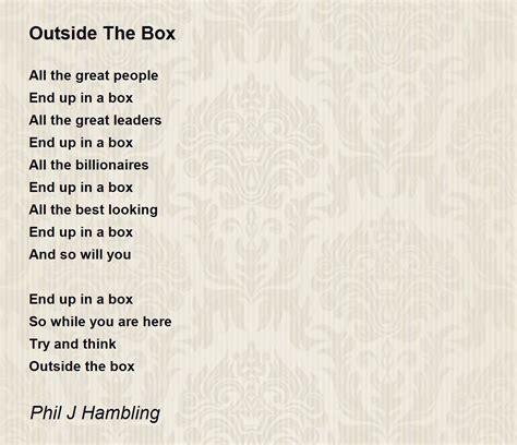 Outside The Box Outside The Box Poem By Phil J Hambling