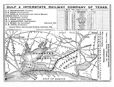 Gulf And Interstate Railway Company Tex Map Showing Route In 1910