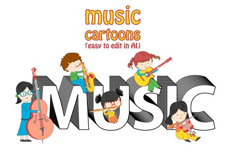 Set Of Music Cartoons Illustrator Graphics ~ Creative Market