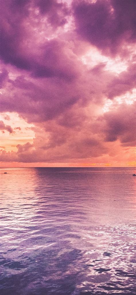 1125x2436 Beautiful Purple Sea And Pink Horizon Sunrise Iphone Xs