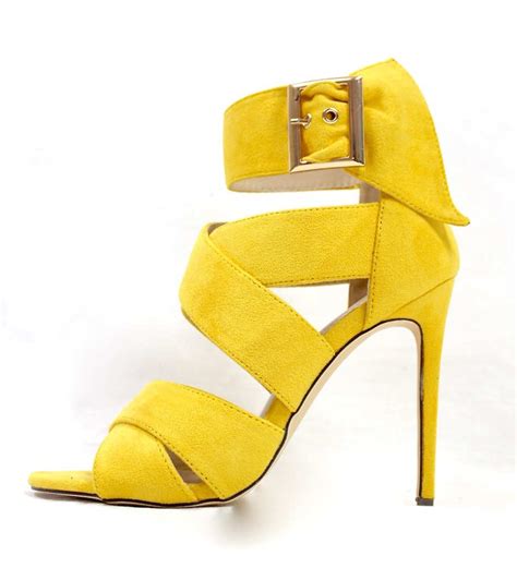 53 Yellow Sandal High Heels Yang Populer