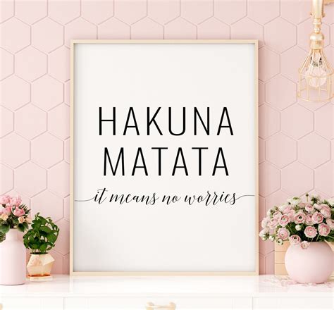 Hakuna Matata Printable Art It Means No Worries Lion King Etsy