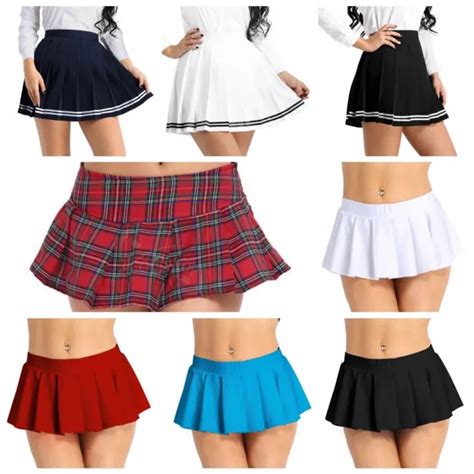 Womens Pleated Plaid Mini Kilts Skirt School Girls Uniform Costumes