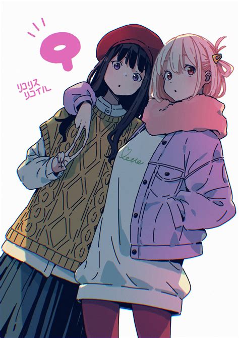 takina and chisato in cute casual outfits by imigimuru lycorisrecoil