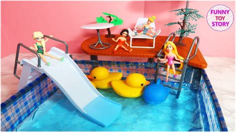 Barbie Pool Slide Water Park Pool party Bể bơi Barbie Trượt nước bên