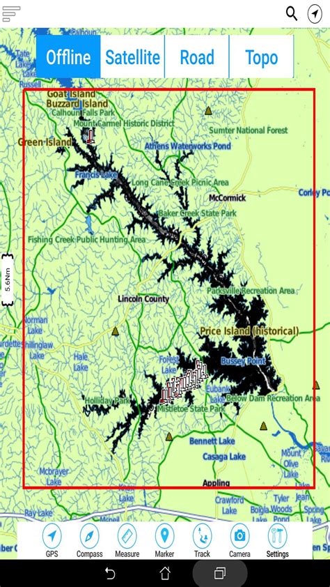 Clarks Hill Lake Ga Sc Gps Fishing Map Offline