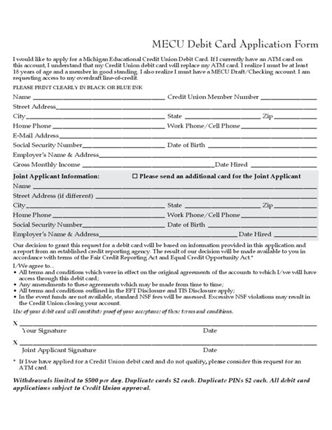 Have a my social security account. Debit Card Application Form - Michigan Free Download