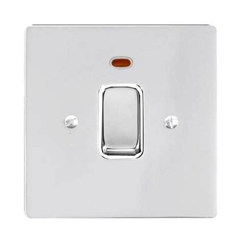 1 Gang 20a Double Pole Switch With Neon In Polished Chrome And