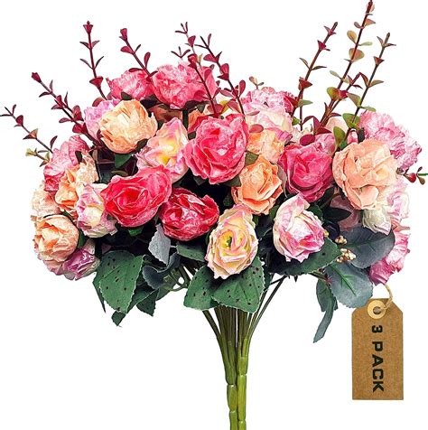 buy 3 bundles artificial flower bouquets fake rose flowers for home decor silk real looking