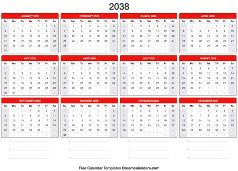 2038 Calendar