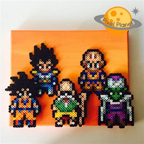 Dragonball Perler Beads Sprite On Canvas With Painted Background