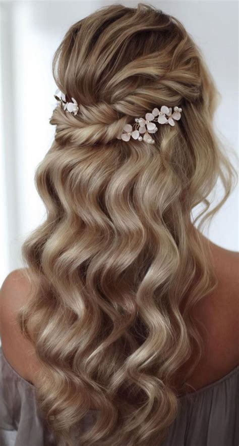 35 Half Up Half Down Wedding Hairstyles For 2021 Page 2