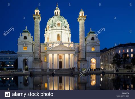 Karlskirche St Charless Church Illuminated Karlsplatz Vienna