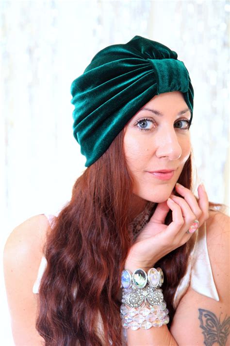 Velvet Turban In Hunter Green Turban Hat Womens Hair Turbans Dark Green Turban Headwrap Bohemian