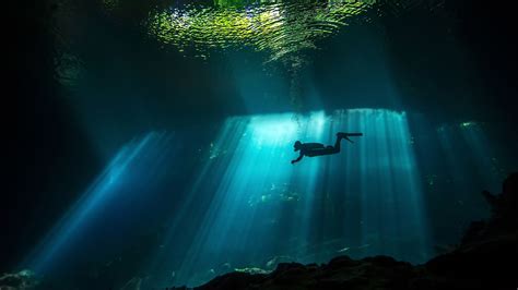 Wallpaper Diver Sunbeam Underwater 4k Travel 18736