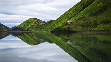 Reflection Of A Still Mountain Lake In Friðland Að Fjallabaki Iceland