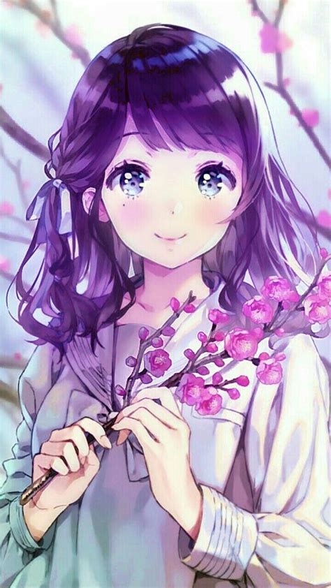 Purple Anime Purple Hair Anime Girl Red Eyes Hd Wallpapers Anime