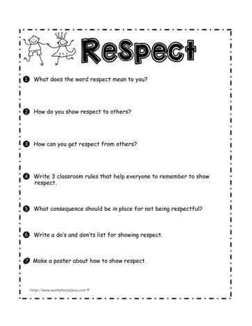 Set limits for watching tv and using electronic media. Respect Worksheet | Teaching respect, Respect lessons ...
