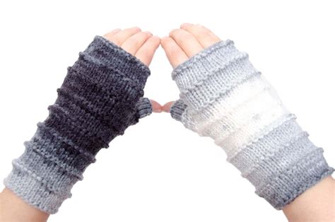 knit striped fingerless gloves in black white color option etsy