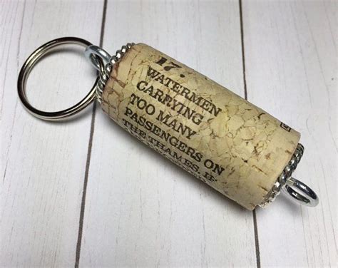 Wine Cork Keychain Upcycled Recycled Wine Cork Cork Keyring Etsy